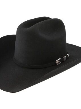 Stetson Apache 4x Buffalo Felt Black USA Western Cowboy Hat with Silver Conchos